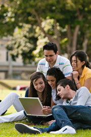 Students on grass