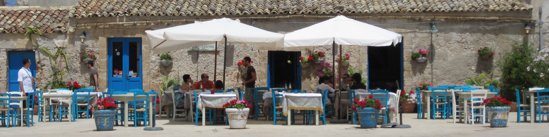 Cafe with blue chairss