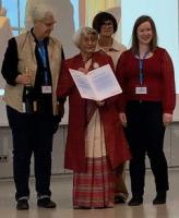 The photo shows (from left to right) Professor Miriam Butt, Professor Aditi Lahiri, Professor Sophie Repp the President of the DGfS, and Professor Anke Himmelreich, Vice President of the DGfS